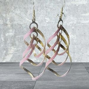Pink Glitter Spiral Hoop Earrings, NWT